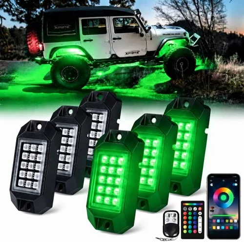 Xprite - Kit de luces LED RGB bluetooth con controlador RF, luces neón multicolor intermitentes que sincronizan con la música para vehículos