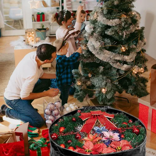 Miniatura 6 de Bolsa de almacenamiento para corona de ProPik 76 cm - Envase para guirnaldas navideñas, material resistente a desgarros - Almacenamiento fácil
