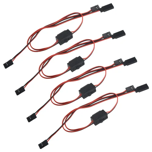 Paquete de 4 interruptores de encendido y apagado de 3 vías estilo JR, línea negra y roja, receptor de interruptores RC para camión RC, automóvil,
