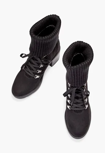 Miniatura 7 de JustFab Camber Botas de combate con cordones para mujer, gamuza sintética y ribete de suéter