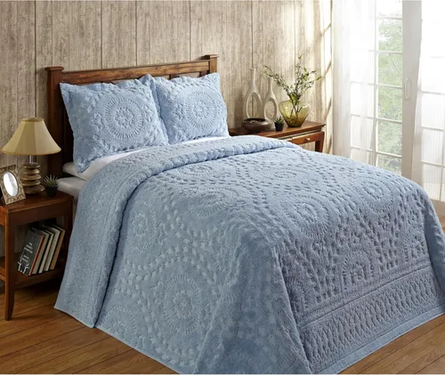 Miniatura 10 de Better Trends 1 colcha de chenilla tamaño matrimonial/doble, ropa de cama de chenilla 100% algodón, patrón de medallón ligero, decoración