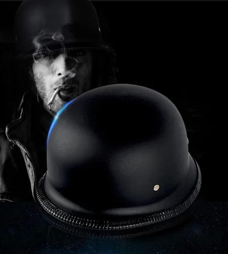 Miniatura 4 de Medio casco alemán, para adultos, de verano, hecho a mano, estilo vintage, casco, casco de motocicleta, scooter, casco genial para hombres y mujeres