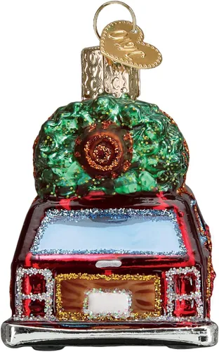 Miniatura 3 de Old World Christmas Station Wagon - Adorno soplado de vidrio para árbol de Navidad, decoración navideña hecha a mano, colección de transporte