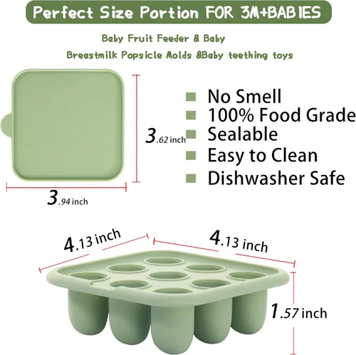 Miniatura 2 de Bandeja para congelador de alimentos para bebés, bandeja de silicona para congelador, mordedor de alimentos para frutas, molde de paletas de leche