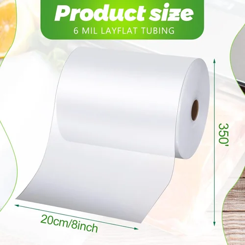 Miniatura 2 de PerKoop Rollo de tubos de polietileno LDPE de 6 mil, Candy Lei Tubing Roll de plástico a granel para embalaje, mudanza y almacenamiento