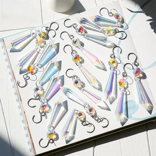 Miniatura 6 de 25 piezas de 55 mm de cristales de colores para candelabros con ganchos, guirnalda de cristal atrapasoles con cuentas de cristal octogonales