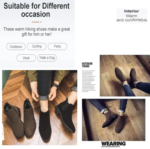 Miniatura 6 de Botas Chelsea de cuero para hombre, acogedoras botas formales de gamuza chukka de estilo formal, cómodas y formales.