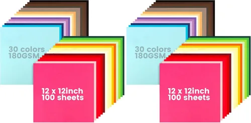 BigOtters 100 hojas de cartulina, papel de impresora de cartulina de colores, 30 colores surtidos, papel de construcción, para manualidades, álbumes