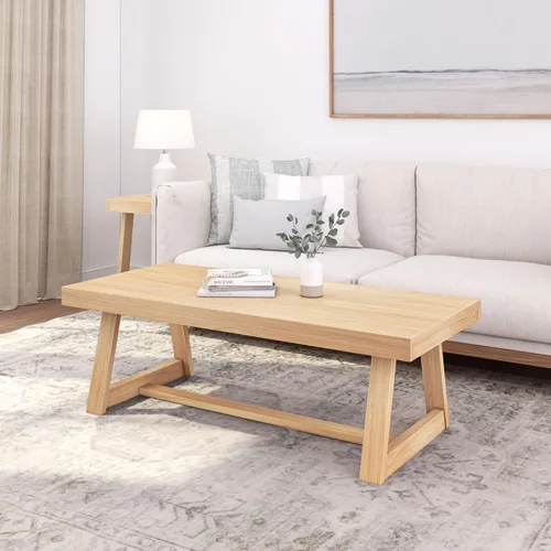 Miniatura 16 de Plank+Beam Mesa auxiliar rectangular clásica, mesa de centro de granja de 40 pulgadas, mini mesas centrales para espacios pequeños, mesa de té