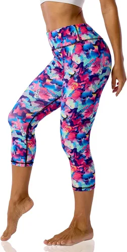 Miniatura 7 de UIUO-UIPEU Leggings capri estampados con bolsillos para mujer, control de abdomen, yoga, capris