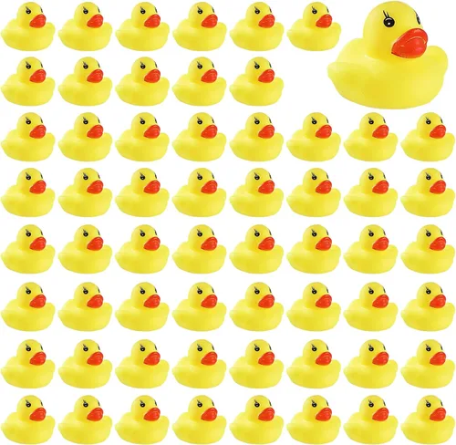 GliSun 60 piezas de patos de goma, juguetes de baño, mini patos flotadores y divertidos chirridos para niños, juguete de baño, decoración de ducha,