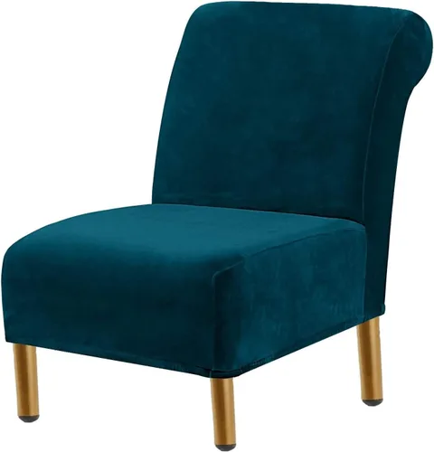 Miniatura 16 de Funda para silla decorativa sin brazos, de terciopelo elástico, extraíble, lavable, protector moderno de muebles con parte inferior elástica