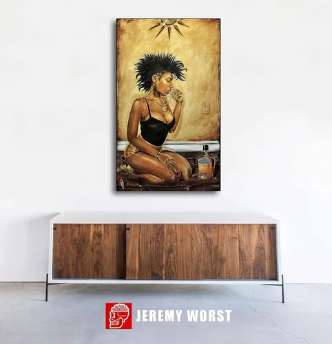 Miniatura 7 de JEREMY WORST " Sexy Urban and Music wall art " by Jeremy Worst Posters Canvases Decor Urban Culture Painting Woman Drinking Wine Whiskey Gifts