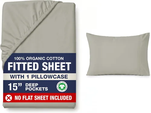 Miniatura 41 de LANE LINEN Sábanas ajustadas tamaño king, 100% algodón orgánico, juego de 3 piezas (1 sábana ajustada, 2 fundas de almohada), tejido percal, ultra