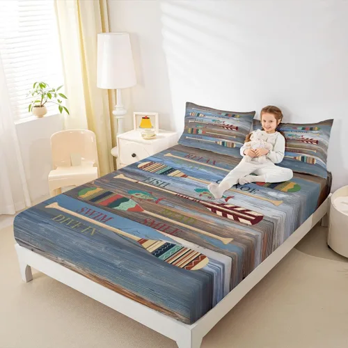 Miniatura 31 de Erosebridal Fishing Fitted Sheet Twin for Boys, Big Pike Fish Black Bed Sheets for Rustic Farmhouse Lake House Decor, Fishing Bedding Set Marine