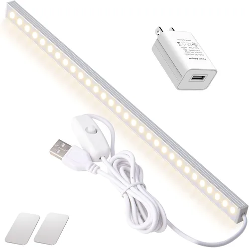 DWEPTU Luz para debajo del gabinete de 12 pulgadas, luz de armario, montaje magnético y de barra, iluminación para el cuidado de los ojos sin