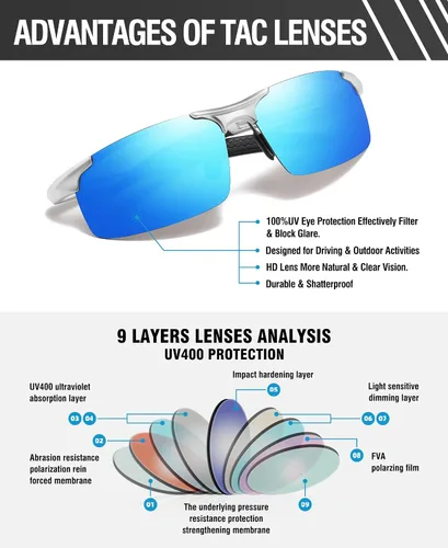 Miniatura 28 de Duco - Gafas de sol deportivas polarizadas para hombre con protección UV 8177s
