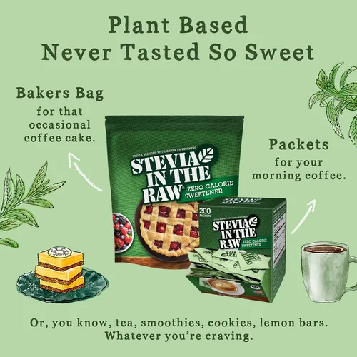 Miniatura 4 de Stevia In The Raw, Edulcorante sin calorías a base de plantas, sustituto del azúcar, edulcorante sin azúcar para café, bebidas calientes y frías