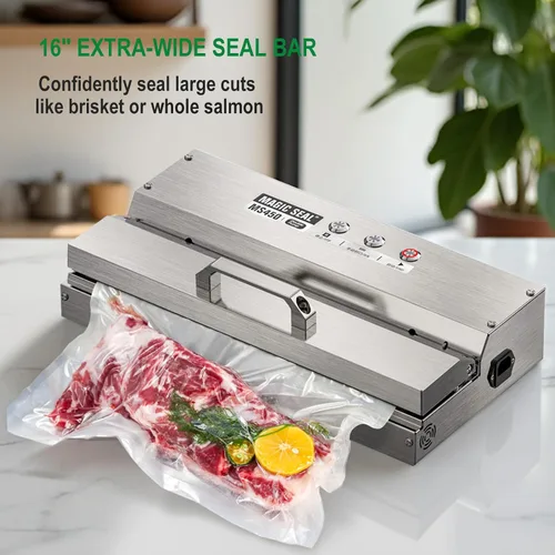 Miniatura 8 de MAGIC SEAL Sellador al vacío comercial de 16 pulgadas, máquina de envasado al vacío automática construida de acero inoxidable 304