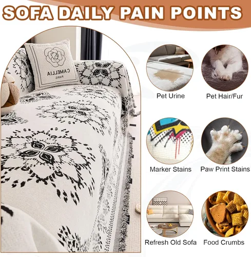 Miniatura 59 de STACYPIK Funda de sofá gris impermeable para perros, funda de sofá antideslizante para sofá de 3 cojines, funda seccional lavable para forma de L