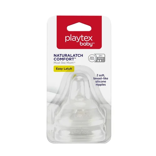 Miniatura 2 de Playtex Baby NATURALATCH - Pezones cómodos de cuello ancho para bebés de 0 meses en adelante, flujo lento (2 unidades), esenciales de alimentación