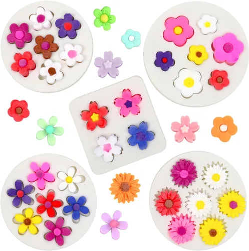 Miniatura 8 de 5 moldes de silicona de flores, mini moldes de silicona de chocolate para hornear moldes de hojas para decoración de pasteles, arcilla, gris