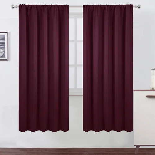 Miniatura 81 de LEMOMO Cortinas opacas negras para cocina, 42 x 45 pulgadas, juego de 2 paneles de cortinas opacas con bolsillo para cortinero para ventana pequeña