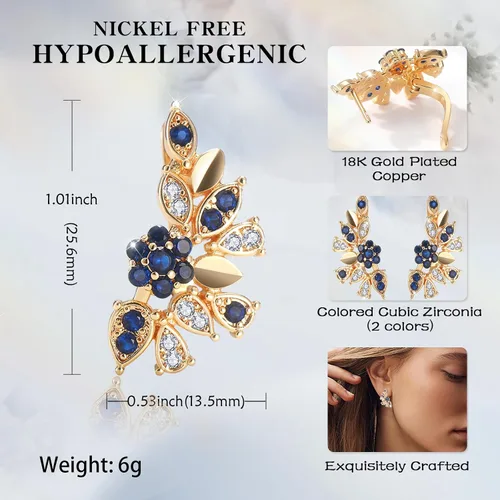 Miniatura 3 de Aretes de oro de 18 quilates para mujer, de moda, aretes de mariposa para mujer, arracadas de oro hipoalergénicos