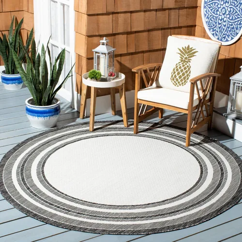Miniatura 22 de SAFAVIEH Alfombra lavable al aire libre Courtyard Collection – 4' x 5'7", beige oscuro y beige, no desprende pelusa y fácil de limpiar, ideal