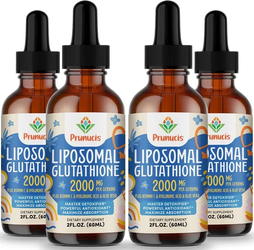Miniatura 8 de Prunucis Líquido de glutatión liposomal de 2000 MG, 98% de absorción, suplemento activo de L-glutatión, apto para veganos, potente complejo