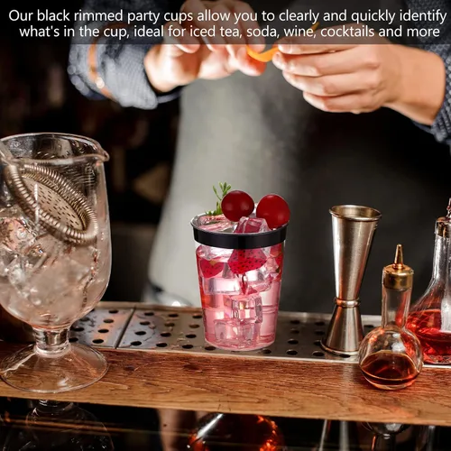 Miniatura 3 de Norme 50 piezas de vasos de plástico de 10 onzas para fiesta, vasos desechables transparentes con borde para boda, Acción de Gracias, Navidad