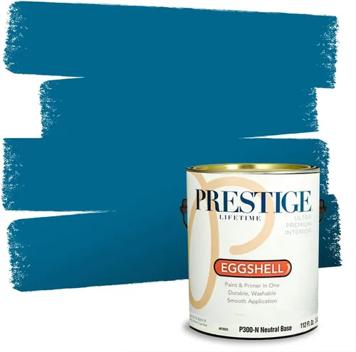 Miniatura 2 de Prestige Paints. - Base y pintura para exteriores en un solo galón, 1 galón. plano, comparable con Sherwin Williams Topsail. SW159-azul hechizante.