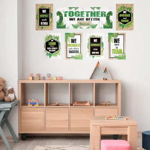Miniatura 7 de Póster de plantas verdes, decoración de tablón de anuncios, juego de decoración de boletines de vegetación de verano, recortes de plantas