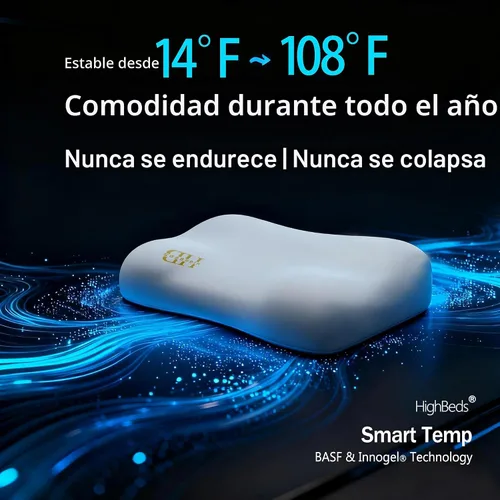 Miniatura 6 de HighBeds Almohada cervical para aliviar el dolor de cuello, almohada de espuma viscoelástica para dormir de lado y espalda, soporte BASF con Gris