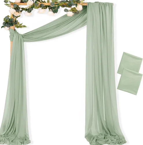 Miniatura 30 de MLMC 1 panel de tela para arco de boda azul bebé, 29 x 20 pies, cortinas de gasa extralargas transparentes de 6.6 yardas, paneles de cortinas