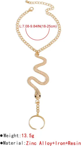 Miniatura 6 de Caiyao Pulsera de anillo punk de serpiente de mariposa, serpiente y araña, pulsera de anillo de dedo de serpiente bohemia, arnés de mano, pulseras