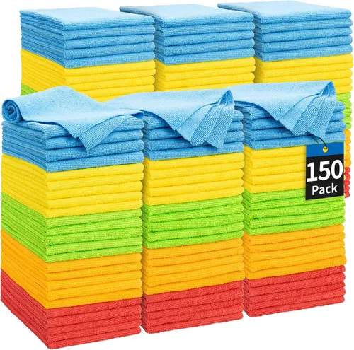 Miniatura 27 de Toallas de microfibra para automóviles, paquete de 24 paños de limpieza de microfibra, toallas de limpieza de 11.5 x 11.5 pulgadas, absorbentes a