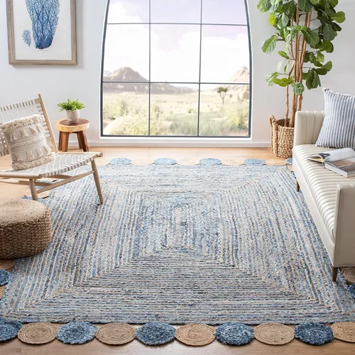 Miniatura 25 de SAFAVIEH Cape Cod Collection - Alfombra decorativa, 4 x 6 pies, beige y multicolor, hecha a mano de yute y algodón, trenzada estilo bohemio, ideal