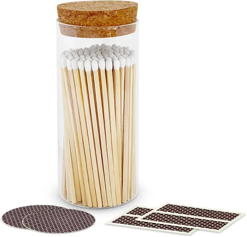 Miniatura 24 de Cerillas blancas de 4 pulgadas + calcomanías de golpeador incluidas 300 fósforos decorativos de seguridad de punta blanca con clase Cerillas
