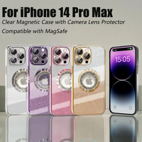 Miniatura 50 de Misscase Funda magnética con purpurina para iPhone 11 compatible con MagSafe, protección completa, delgada, a prueba de golpes, antiarañazos