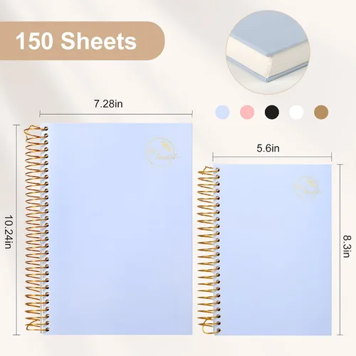 Miniatura 2 de Yoment Cuaderno pequeño en espiral, 300 páginas, cuadernos en espiral de tapa dura, cuaderno de 5.5 x 7.5 pulgadas, cuaderno de rayas