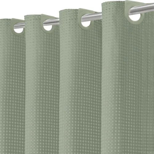 Miniatura 16 de Inhousolu - Cortina de ducha de tejido gofre sin gancho con forro de tela extraíble a presión para baño, dobladillo pesado resistente de 230 GSM