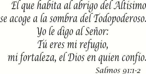 Adhesivos de pared españoles decorativos para pared Salmos 91:1-2 Pared Arte, El Que Habita Al Abrigo Del Altísimo Se Mensajes textos biblicos