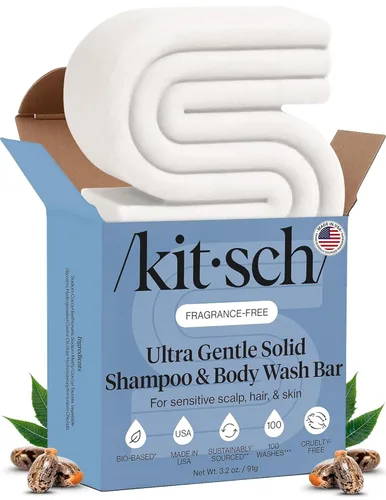 Miniatura 14 de Kitsch Tea Tree & Mint Clarifying Shampoo and Shave Bar, Champú anticaspa para hombres y mujeres, sin plástico, sin sulfato. Champú para el cabello