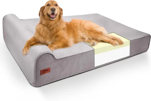 Sytopia XXL 35D Cama de espuma viscoelástica para perros, sofá ortopédico extra grande de 7 pulgadas de grosor para perros mayores de 100 libras,