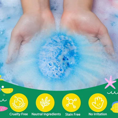 Miniatura 7 de Bombas de baño para niños con juguetes sorpresa en el interior, 12 bombas de baño para niños con juguetes de gato y perro, bombas de baño naturales