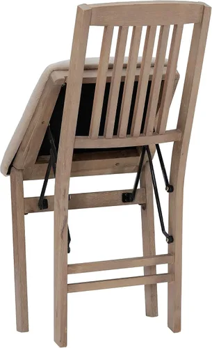 Miniatura 18 de Linon Keira - Juego de 2 sillas plegables de madera rústica natural con asiento tapizado beige y respaldo de misión