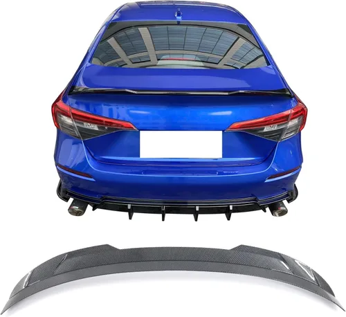 IKON MOTORSPORTS, alerón para cajuela compatible con Honda Civic Sedán 4 puertas 2022-2026, alerón trasero estilo FE-C de fibra de carbono con