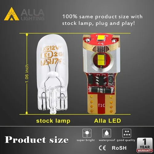 Miniatura 6 de Alla Lighting Bombillas LED 168 194 T10 rojo súper brillante 175 2825 W5W 192 2821 ZS SMD 12V luces interiores para automóviles, camiones mapa