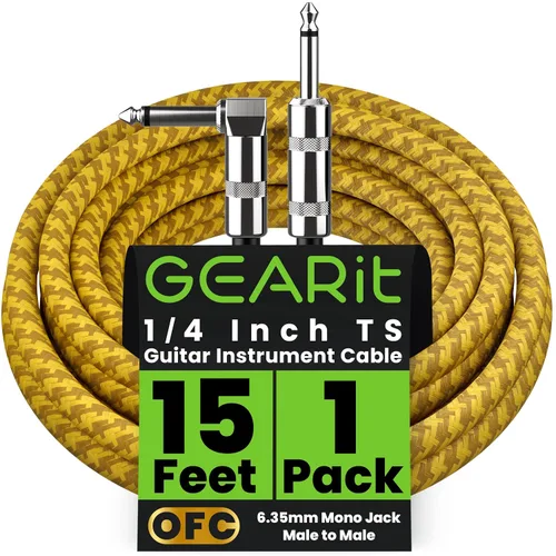 Miniatura 12 de GEARit Cable de instrumento de audio (10 pies) en ángulo recto a recto de 1/4 de pulgada macho a macho para cable AMP, base y guitarra eléctrica